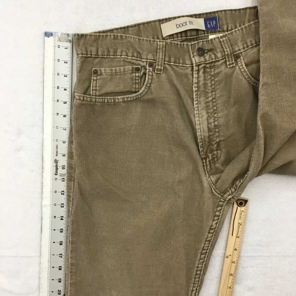 VINTAGE Gap Mens Y2K Boot Fit Corduroy Pants Khaki Brown 35x30 Fits 34 Waist